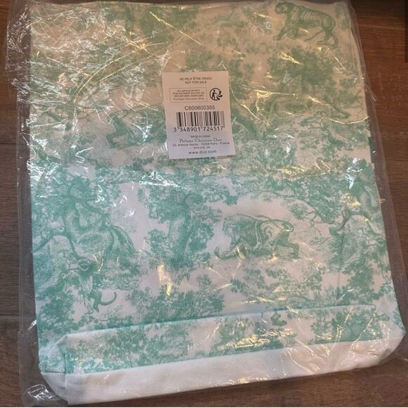 Christian Dior Green TOILE DE JOUY Linen Canvas-Tote NWT - Picture 3 of 7